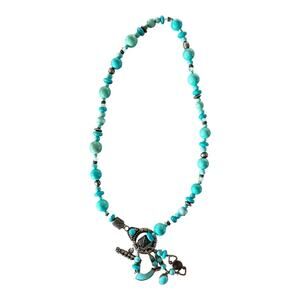 Gorgeous Turquoise Silver 925 T Clasp Necklace Dangle pendant Boho